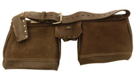 Double ceinture porte-outils en cuir huilé Badache avec porte-mètre