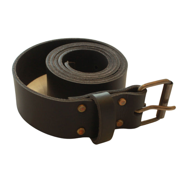Ceinture de travail en cuir pleine fleur Badache, marron