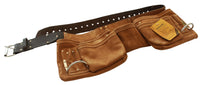 Double ceinture porte-outils en cuir nubuck Badache, 11 compartiments