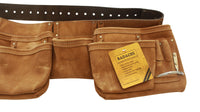 Double ceinture porte-outils en cuir nubuck Badache, 11 compartiments