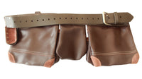 Double ceinture porte-outils en cuir cerise Badache, 11 compartiments