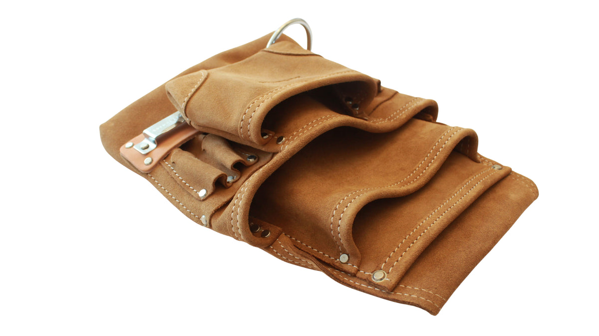 Sacoche porte-outils en cuir suédé Badache, 10 compartiments