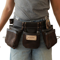 Double ceinture porte-outils en cuir Badache, 11 compartiments