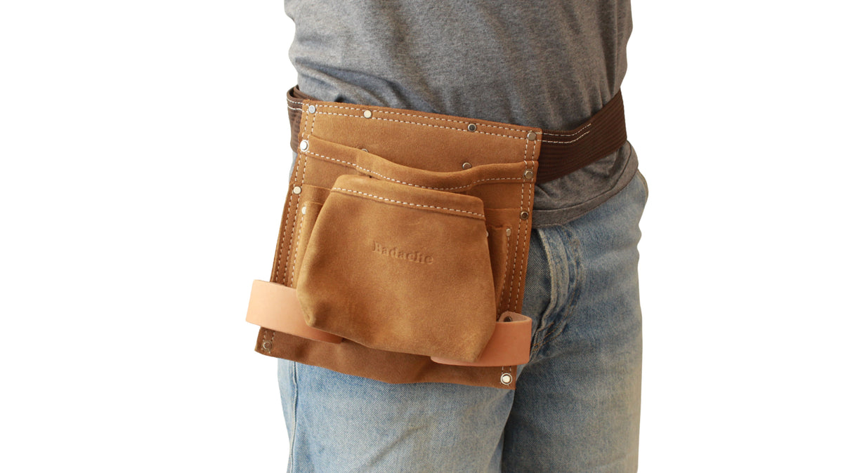 Ceinture porte-outils en cuir suédé Badache, 8 compartiments
