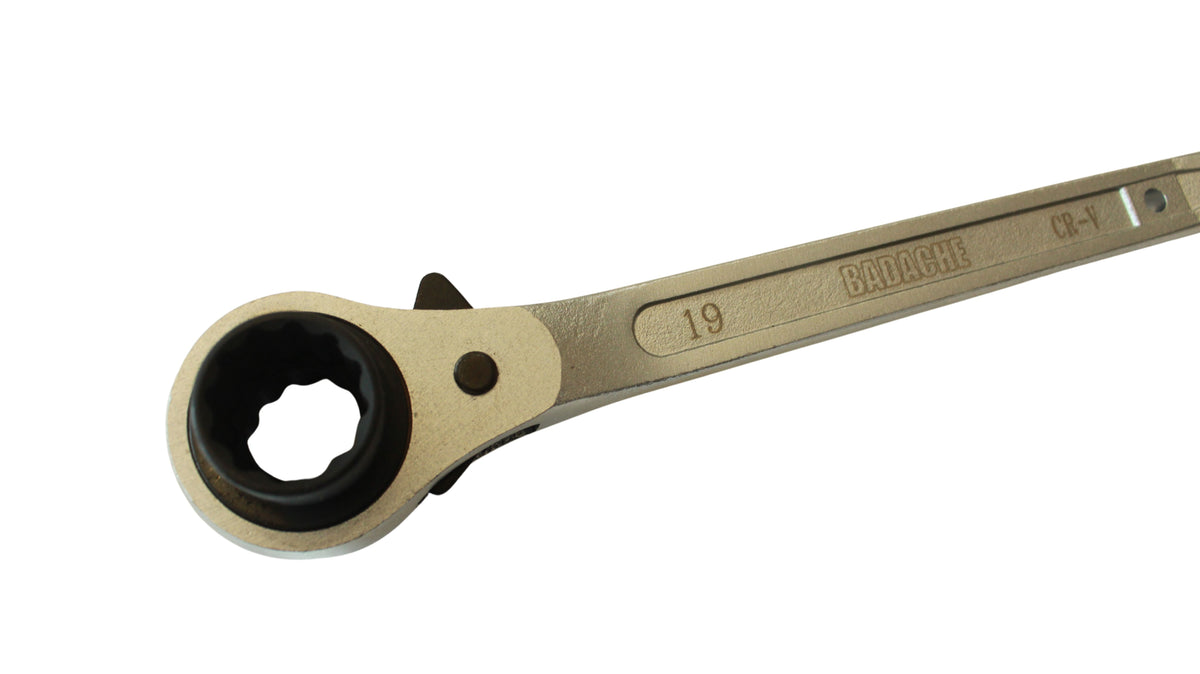 Clé à cliquet Badache 19 et 22 mm en acier chrome vanadium