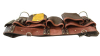 Double ceinture porte-outils en cuir cerise Badache, 11 compartiments