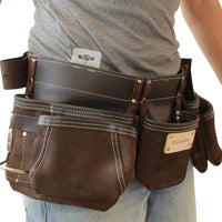 Double ceinture porte-outils en cuir Badache, 11 compartiments