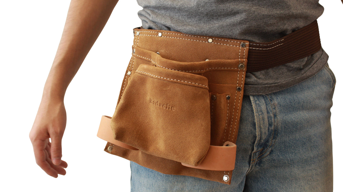 Ceinture porte-outils en cuir suédé Badache, 8 compartiments