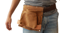 Ceinture porte-outils en cuir suédé Badache, 8 compartiments