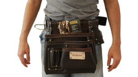 Sacoche porte-outils en cuir huilé Badache avec porte-marteau amovible