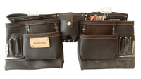 Double ceinture porte-outils en cuir huilé Badache avec porte-mètre