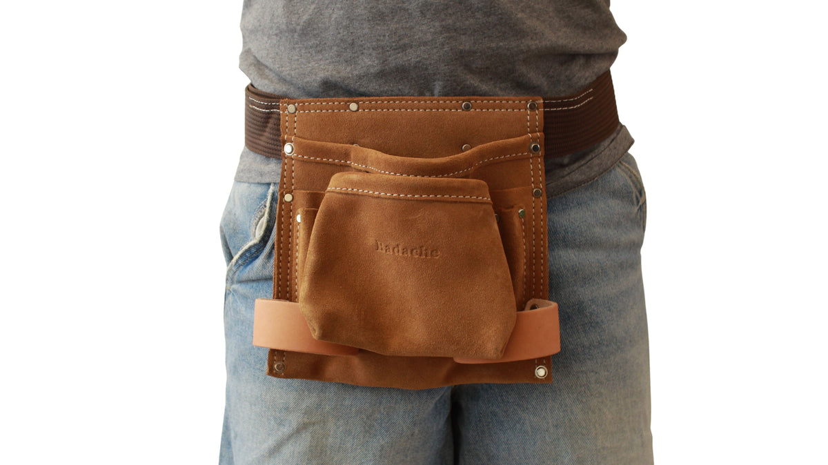 Ceinture porte-outils en cuir suédé Badache, 8 compartiments