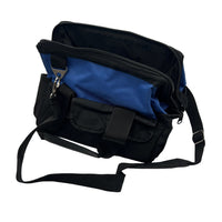 Sac à outils bleu et noir avec bandoulière, vue de face