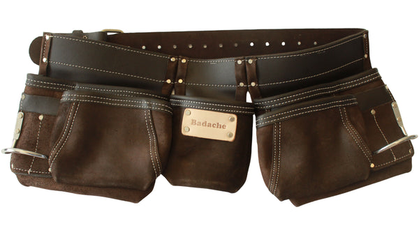 Double ceinture porte-outils en cuir Badache, 11 compartiments