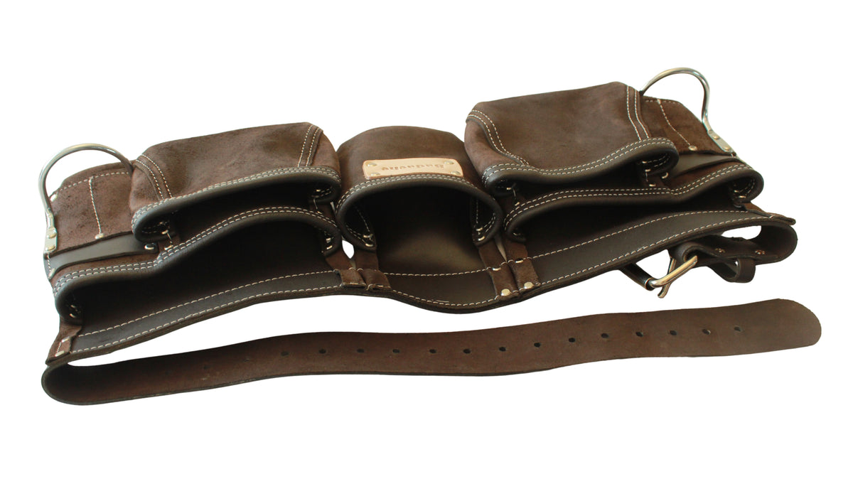 Double ceinture porte-outils en cuir Badache, 11 compartiments